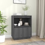 vidaXL Buffet Gris 60x34x75 cm Bois massif de pin