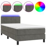 vidaXL Sommier à lattes de lit et matelas et LED Gris foncé 90x200 cm