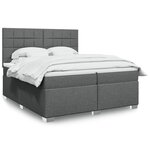vidaXL Sommier à lattes de lit avec matelas Gris foncé 200x200cm Tissu