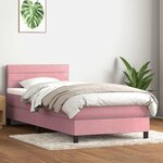 vidaXL Sommier à lattes de lit avec matelas rose 90x220 cm velours