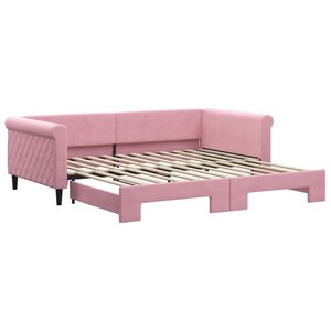 vidaXL Lit de jour avec lit gigogne rose 100x200 cm velours