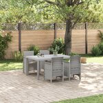 vidaXL Ensemble de salle à manger de jardin 5 pièces avec coussins gris clair en rotin