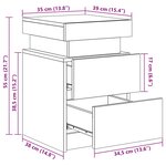 vidaXL Table de chevet avec lumières LED chêne fumé 35x39x55 cm