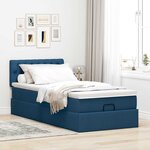 vidaXL Lit ottoman avec matelas et LED Bleu 100x200 cm Tissu
