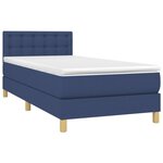 vidaXL Sommier à lattes de lit avec matelas LED Bleu 100x200 cm Tissu