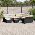 vidaXL Salon de jardin 11 Pièces avec coussins noir résine tressée