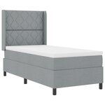 Lit Box Spring vidaXL avec Matelas & Lumière LED Gris clair 90x200 cm Tissu