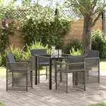 vidaXL Ensemble de Salle à Manger de Jardin de 5 Pièces avec Coussins Rattan Poly Gris