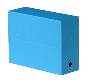 Boite archive transfert Toilée 34x25 cm A4 Dos de 9 cm Bleu clair FAST