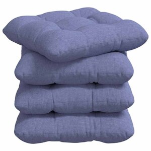 vidaXL Coussins de siège 4 Pièces Bleu denim 40 x 40 x 12 cm tissu