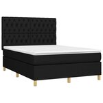vidaXL Sommier à lattes de lit et matelas et LED Noir 140x200 cm Tissu