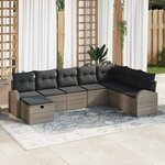 vidaXL Ensemble de canapé de jardin avec coussin 8 Pièces Gris Poly rotin