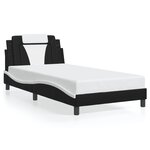 vidaXL Cadre de lit Viana avec LED sans matelas noir et blanc 100x200 cm