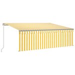 vidaXL Auvent manuel rétractable avec store et LED 4x3m Jaune et blanc