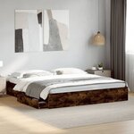 vidaXL Cadre de lit avec tiroirs sans matelas chêne fumé 200x200 cm