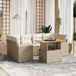 vidaXL Salon de jardin avec coussins 7 Pièces beige résine tressée