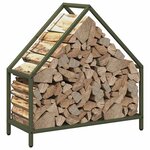 vidaXL Portant de bois chauffage vert olive 60x25x60 cm