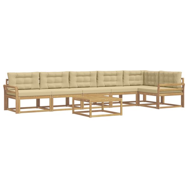 vidaXL Ensemble de canapés d'extérieur 7 pc Blanc et Beige Polyester