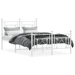 vidaXL Cadre de lit métal sans matelas et pied de lit blanc 120x200 cm