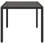 vidaXL Table de jardin dessus en verre Noir 150x90x75cm Résine tressée