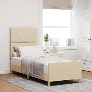 vidaXL Cadre de lit avec tête de lit Crème 80 x 200 cm tissu