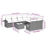 vidaXL Salon de jardin 9 Pièces avec coussins gris clair résine tressée