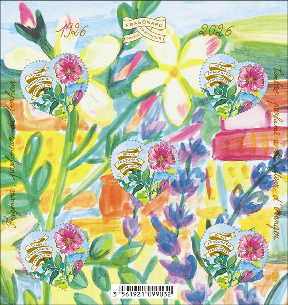 Bloc de 5 timbres coeur - Fragonard - Lettre verte - 20g