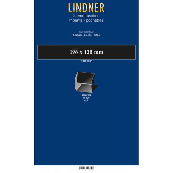 Bandes Klemmfix double soudure 196 x 138 mm pour blocs de timbres. Fond - Noir