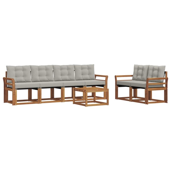 vidaXL Ensemble de canapés d'extérieur 7 pc Gris Naturel et Clair