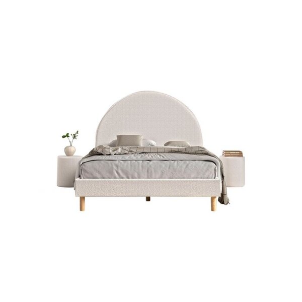 Lit Moon 140x200cm Blanc avec pouf