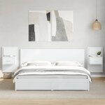 vidaXL Tables de chevet murales avec lumières LED 2 Pièces blanc