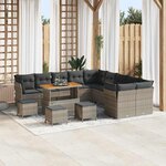 vidaXL Ensemble de canapé de jardin 14 Pièces Gris polyrotin