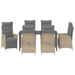 vidaXL Ensemble de salle à manger pour jardin 7 Pièces Beige Poly rotin