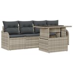 Ensemble de canapé de jardin de 5 pièces avec coussins gris clair en poly rotin