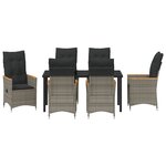 vidaXL Set de Salle à Manger de Jardin 7 Pièces avec Coussins Gris Poly Rattan
