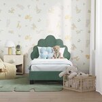 vidaXL Cadre de lit pour tout-petit avec tête de lit Vert Mer Velours