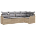 Ensemble de canapé de jardin 5 pièces avec coussins beige en rattan
