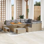 Ensemble de canapé de jardin 12 pièces avec coussins beige en rotin synthétique