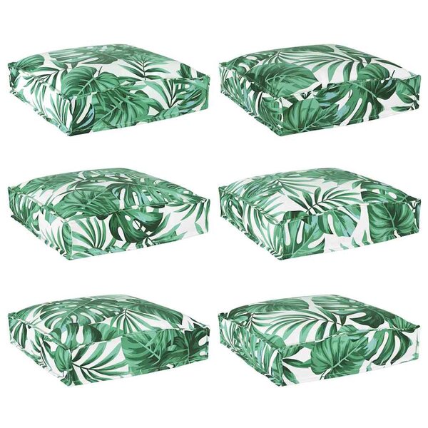 vidaXL Coussins de palette pour siège - 6 pièces  motif de feuilles  40 x 40 x 8 cm  tissu Oxford.