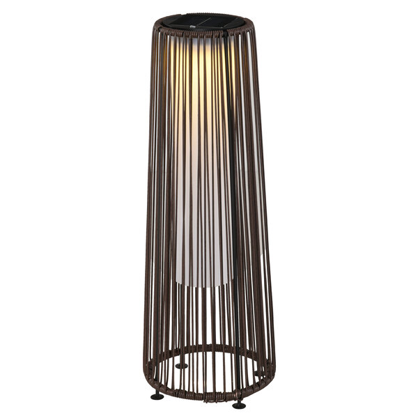Lampadaire LED de jardin style colonial dim. Ø 21 5 x 61H cm résine tressée filaire chocolat