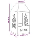 brasero vidaXL 50x50x100 cm en acier vieilli