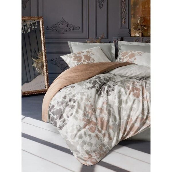 Parure de lit - housse de couette 220 x 240 + 2 taies d'oreiller 60 x 60 - Satiné coton - Gris