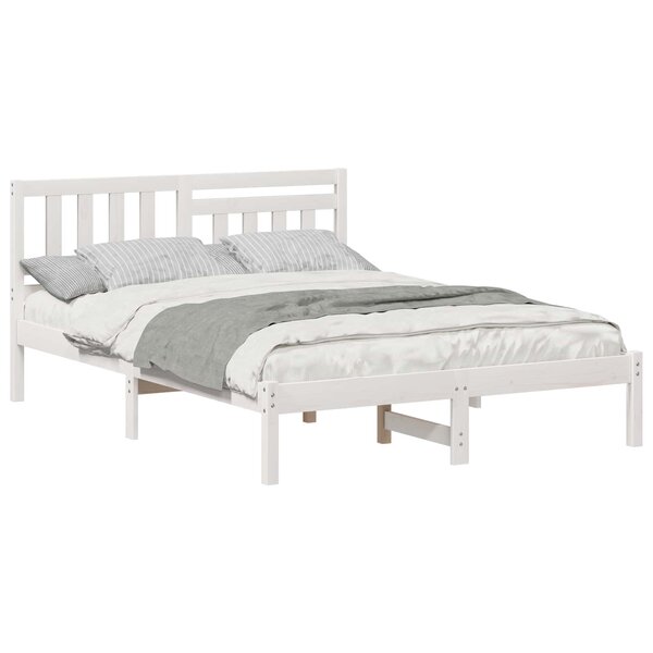 vidaXL Cadre de lit avec tête de lit Blanc 140 x 190 cm Pin massif