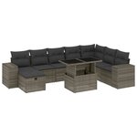 vidaXL Salon de jardin 9 Pièces avec coussins gris résine tressée