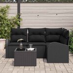 vidaXL Ensemble de canapé de jardin avec coussin 5 Pièces Noir polyrotin