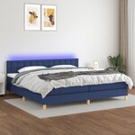 vidaXL Sommier à lattes de lit et matelas et LED Bleu 200x200 cm Tissu