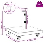 vidaXL Base de parasol sur roues pour poteaux Ø38/48mm Granit gris 30 kg Carré