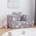 vidaXL Canapé-lit pour enfants Gris clair avec étoiles Peluche douce