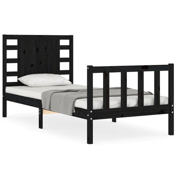 vidaXL Cadre de lit sans matelas noir 100x200 cm bois massif de pin