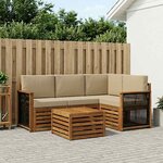 vidaXL Ensemble de canapés d'extérieur 5 pc Naturel et Beige Polyester